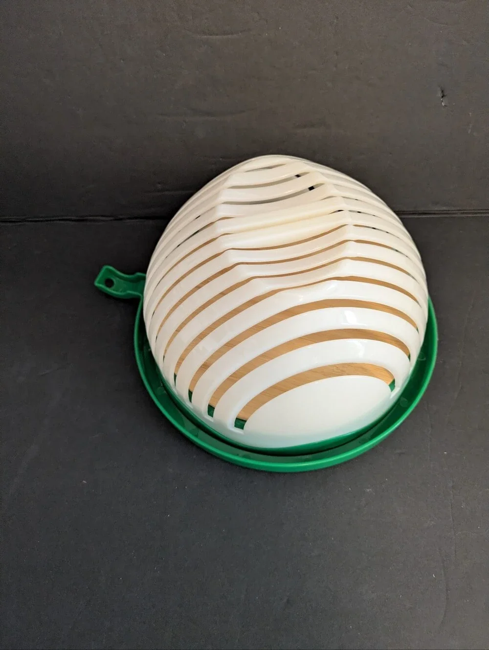 Salad Cutter Bowl Green Plastic Bamboo Board
